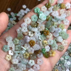 10 pcs / 20 pcs flower shape genuine natural colorful icy jadeite bead, jade bead
