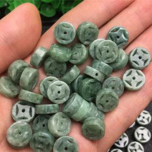 20 pcs / 50 pcs hollow heishe shape genuine natural oily green jadeite bead, jade bead