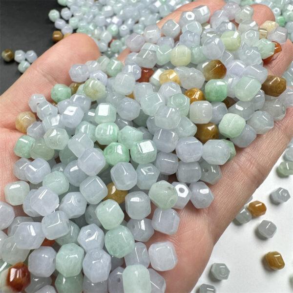 50 beads, hexagon bead, jade bead, jadeite bead, prism beads, faceted bead, colorful bead, clear bead, icy bead - Image 2