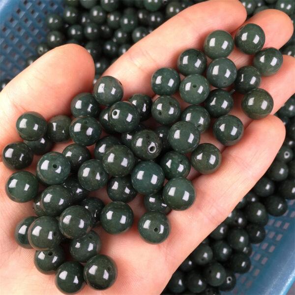 round bead, jadeite bead, jade bead, oily bead, green bead - Image 2