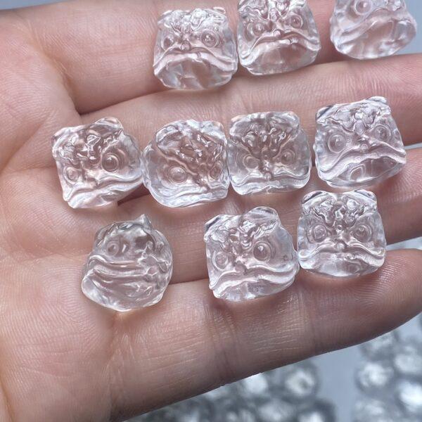 5 pcs / 10 pcs lion head shape natural clear quartz bead - Image 2