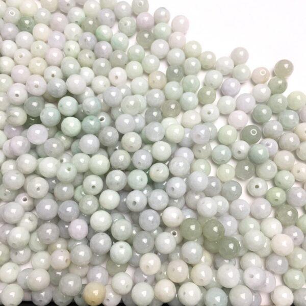 100 beads, round bead, jade bead, jadeite bead, white bead, green bead - Image 2