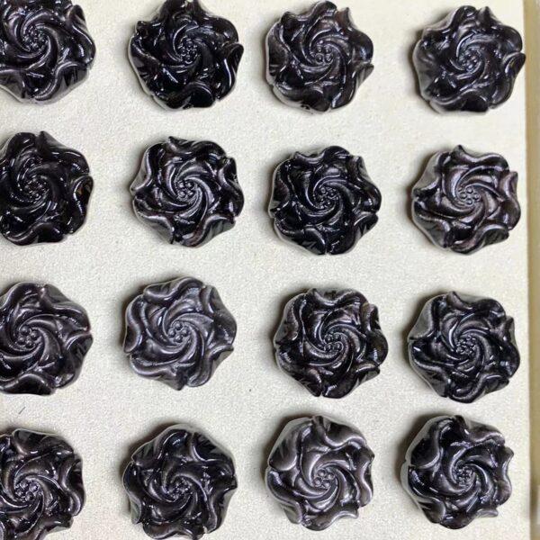 5 pcs / 10 pcs peony flower shape natural obsidian bead - Image 5