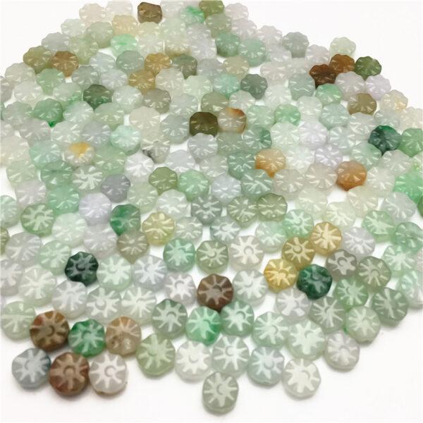 30 pcs / 50 pcs oblate round flower shape genuine natural colorful jadeite bead, jade bead - Image 4