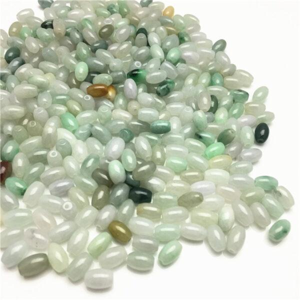 50 pcs / 100 pcs 8.5 mm oval shape genuine natural jadeite bead, jade bead, rice bead, white bead, green bead - Image 5