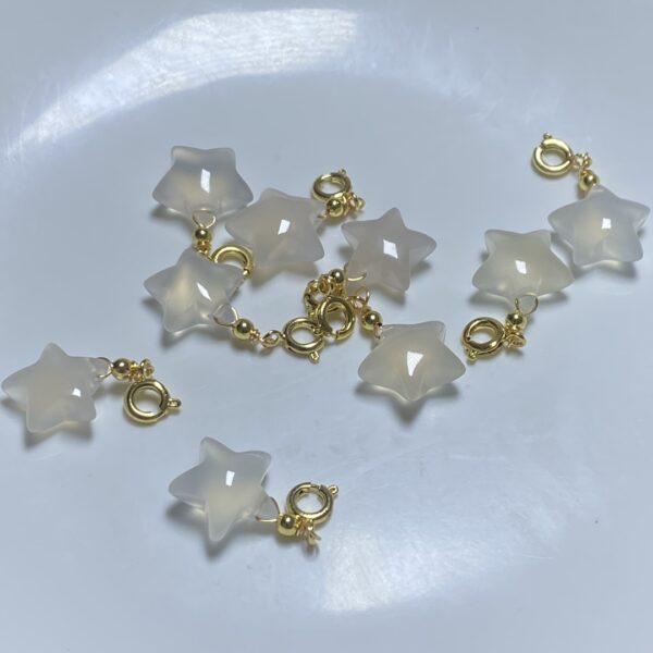 5 pcs / 10 pcs star shape natural white agate charm, agate bead - Image 5