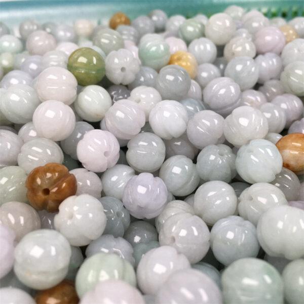 20 pcs / 50 pcs pumpkin shape genuine natural jadeite bead, jade bead, round bead - Image 6