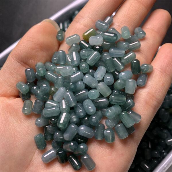 50 pcs / 100 pcs cylinder shape genuine natural icy blue jadeite bead, jade bead - Image 2