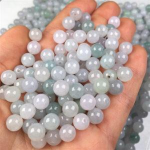 20 pcs / 50 pcs round shape genuine natural icy white and green jadeite bead, jade bead