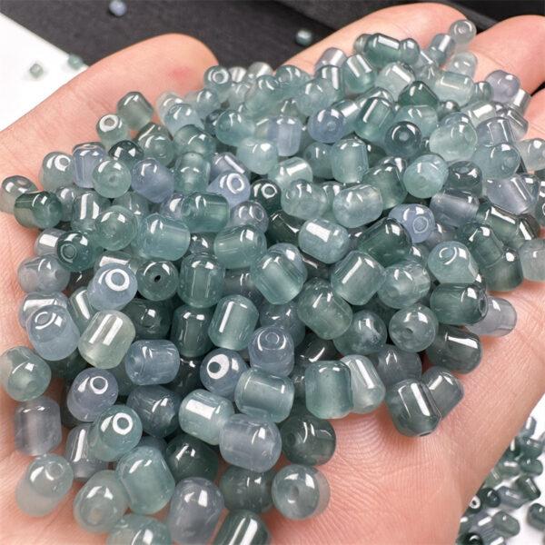 20 pcs / 50 pcs cylinder shape genuine natural icy blue jadeite bead, jade bead