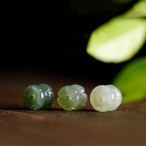 double side lotus flowers shape genuine natural nephrite jade bead