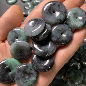 22 - 26 mm rondelle shape genuine natural gray jadeite bead