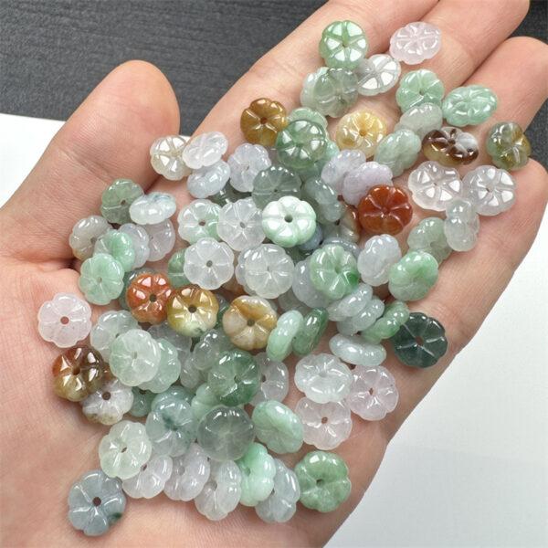 20 pcs / 50 pcs 8 mm oblate flower shape genuine natural colorful jadeite bead