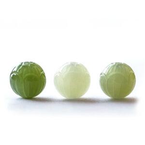 2 pcs lotus flower bud shape genuine natural nephrite jade bead