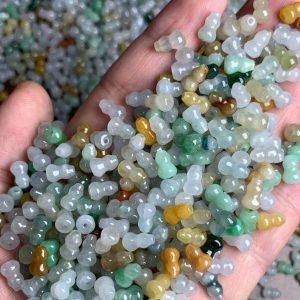 8mm gourd shape genuine natural colorful icy jadeite bead, jade bead