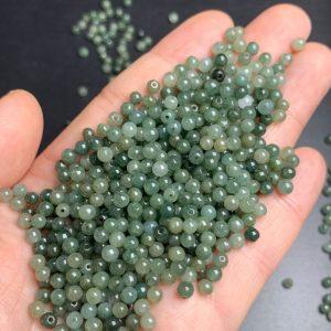 100 pcs small round shape genuine natural green jadeite bead, jade bead