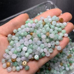 high quality rondelle shape genuine natural icy colorful jadeite bead, jade bead