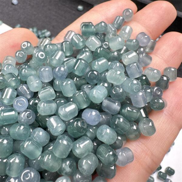 20 pcs / 50 pcs cylinder shape genuine natural icy blue jadeite bead, jade bead - Image 2