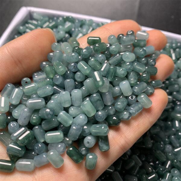 50 pcs / 100 pcs cylinder shape genuine natural icy blue jadeite bead, jade bead - Image 3