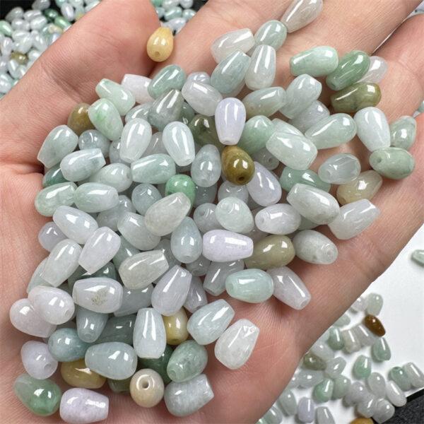 50 pcs 8.5 mm droplet shape genuine natural colorful jadeite bead - Image 3