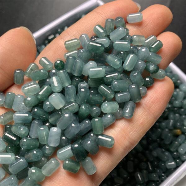 50 pcs / 100 pcs cylinder shape genuine natural icy blue jadeite bead, jade bead - Image 4