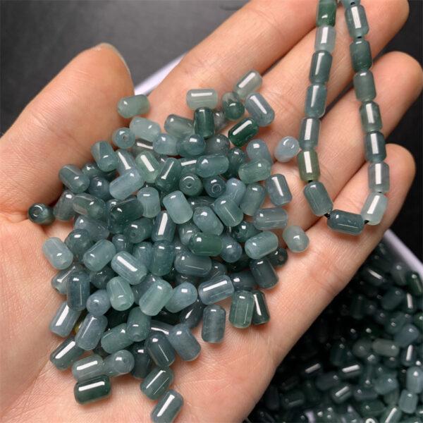 50 pcs / 100 pcs cylinder shape genuine natural icy blue jadeite bead, jade bead - Image 5