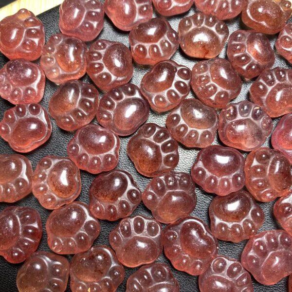 5 pcs / 10 pcs cute bear paw shape natural strawberry quartz bead - Image 5