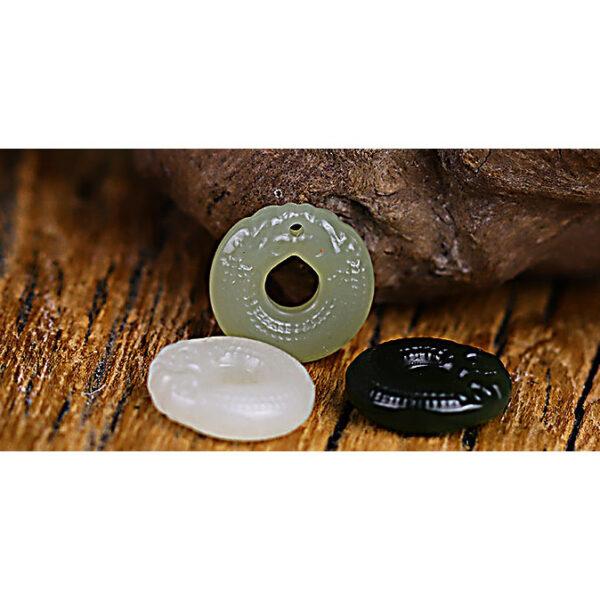 double dragon pattern ring shape genuine natural nephrite jade charm - Image 5