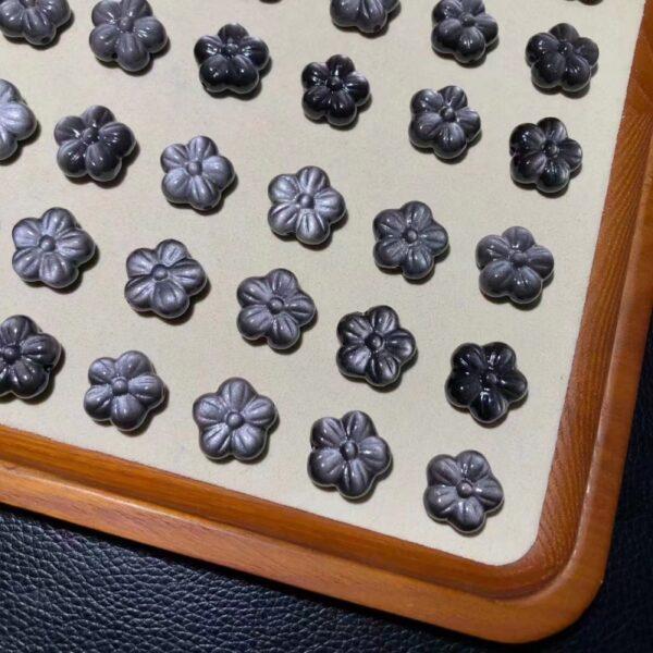 5 pcs / 10 pcs flower shape natural obsidian bead - Image 6