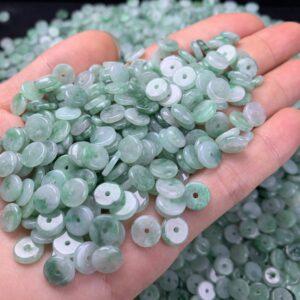 20 pcs / 50 pcs rondelle shape genuine natural icy jadeite bead, jade bead