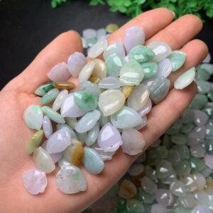 5 pcs / 10 pcs peach heart shape genuine natural icy colorful jadeite charm, jade charm