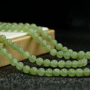 6mm round shape light green genuine natural nephrite jade bead, whole string bead