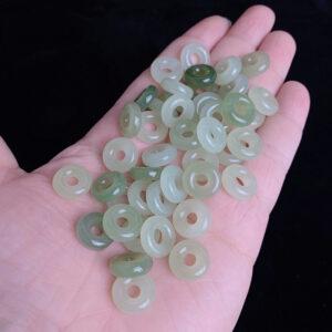 simple rondelle shape genuine natural green nephrite jade bead