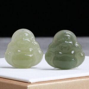 fine buddha shape genuine natural green nephrite jade charm pendant