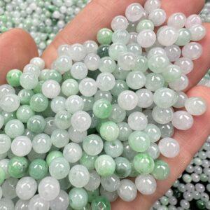 20 pcs /50 pcs round shape genuine natural icy white and green jadeite bead, jade bead