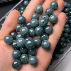 5 pcs / 10 pcs round shape genuine natural blue jadeite bead, jade bead