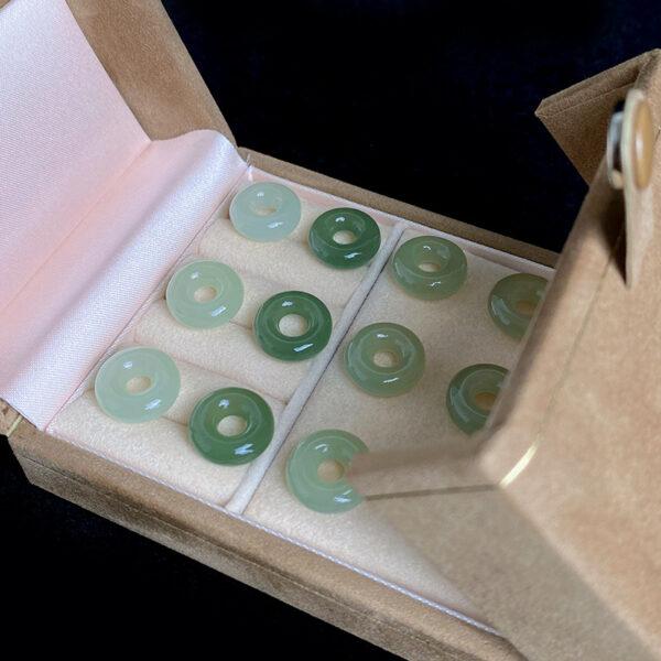 simple rondelle shape genuine natural green nephrite jade bead - Image 2
