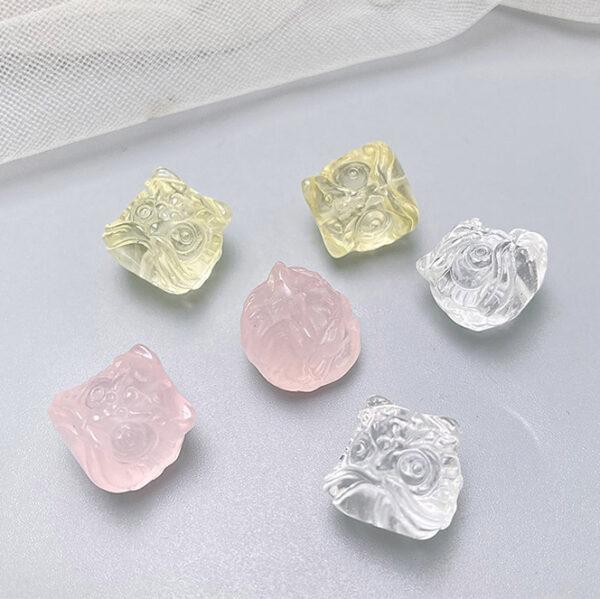 lion head bead,rose quartz bead, clear quartz bead, citrine bead - Image 5