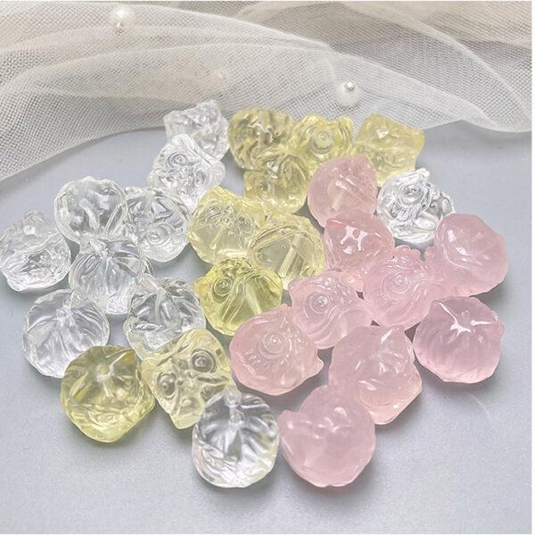 lion head bead,rose quartz bead, clear quartz bead, citrine bead - Image 6