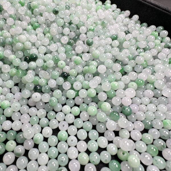 20 pcs /50 pcs round shape genuine natural icy white and green jadeite bead, jade bead - Image 7