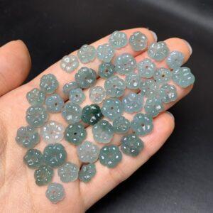 5 pcs / 10 pcs flower shape genuine natural icy blue jadeite bead, jade bead