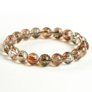 4mm - 12mm round shape 7A natural black gold super seven 7 rutilated quartz beaded bracelet