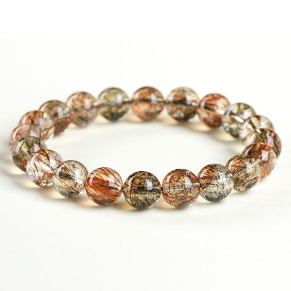 4mm - 12mm round shape 7A natural black gold super seven 7 rutilated quartz beaded bracelet