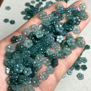 5 pcs / 10 pcs flower shape genuine natural icy blue jadeite bead, jade bead