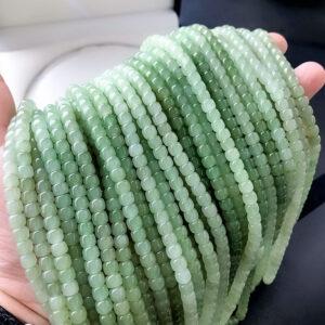whole string drum shape green genuine natural nephrite jade bead