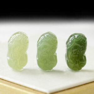 fine pixiu shape genuine natural green nephrite jade charm pendant bead