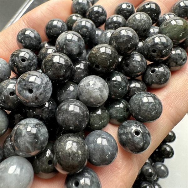 20 pcs / 50 pcs 10mm round shape genuine natural flecking gray jadeite bead, jade bead - Image 2