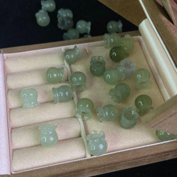 2 pcs / 5 pcs fine bell orchid shape genuine natural green nephrite jade bead - Image 2