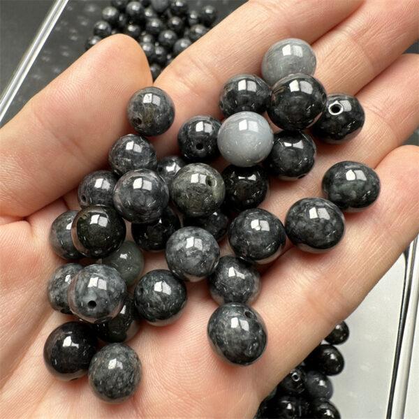 20 pcs / 50 pcs 10mm round shape genuine natural flecking gray jadeite bead, jade bead - Image 3