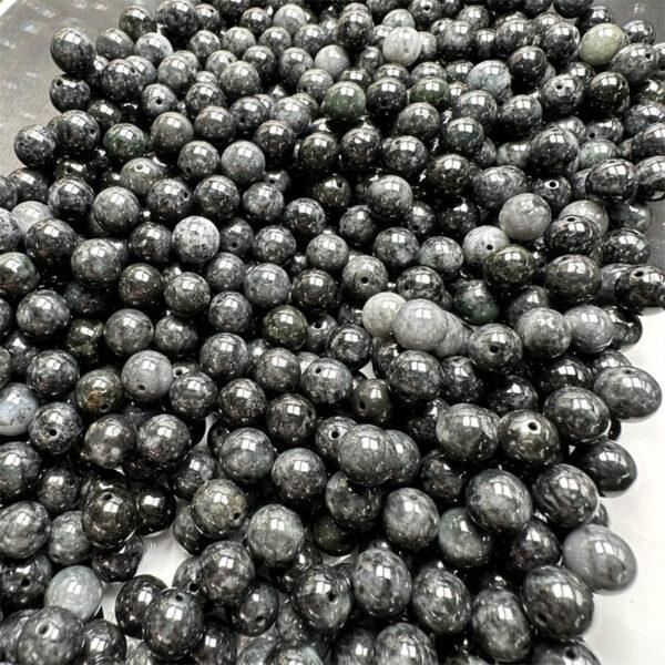 20 pcs / 50 pcs 10mm round shape genuine natural flecking gray jadeite bead, jade bead - Image 4
